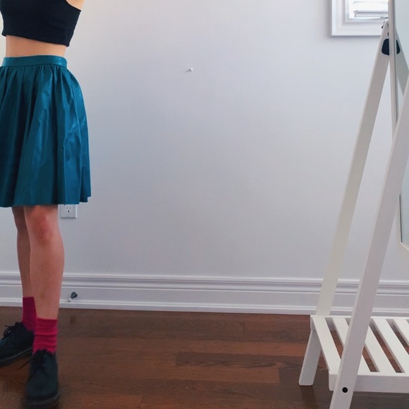 Vegan Leather Midi Skirt in Turquoise - Picture 5 of 5